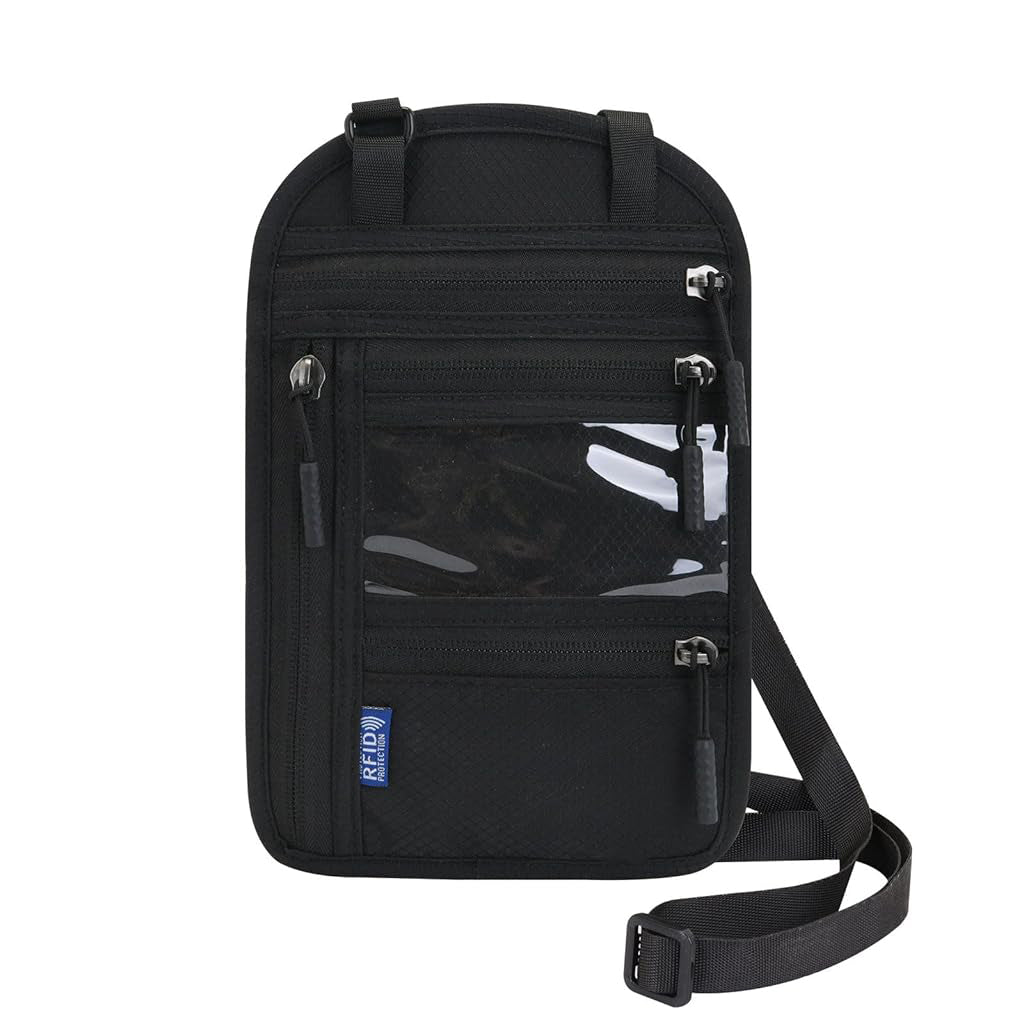 ZIBUYU Passport Cover for Men Passport Holder, Premium Passport Bag with RFID-Blocking Wallet, Travel pouch bag for Men with Adjustable Strap Waterproof & Durable Material deal for Safe ZIBUYU Passport Cover for Men Passport Holder, Premium Passport Bag with RFID-Blocking Wallet, Travel pouch bag for Men with Adjustable Strap Waterproof & Durable Material deal for Safe